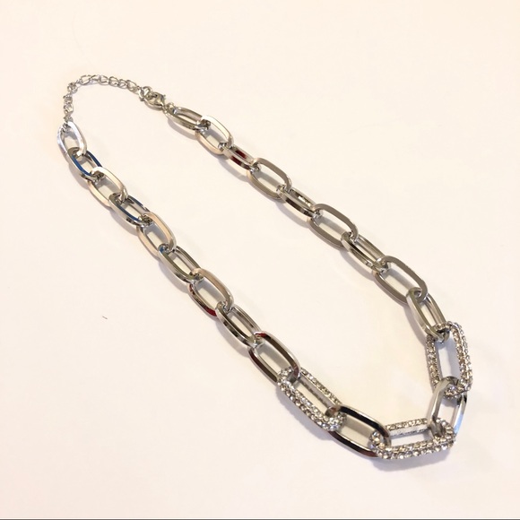 Chain Pave Crystal silver tone necklace - Picture 2 of 7